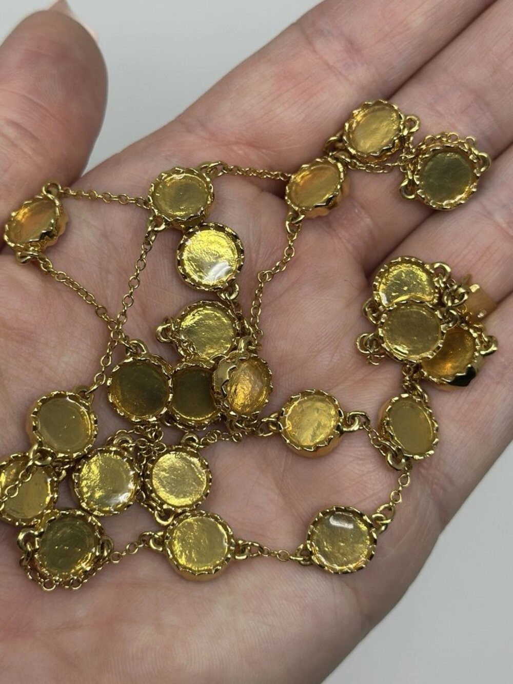 RARE Kate Spade Gold Scalloped Disk Station Necklace - 32” - Pristine